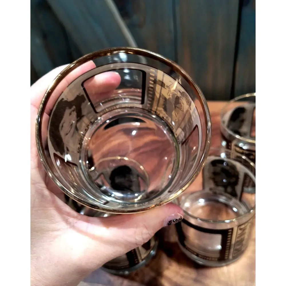 662. Vintage Roaring 20's Whiskey Tumbler Glasses Peekaboo Movie Stars